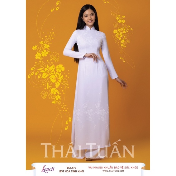 Áo dài trắng lụa lencii Thái Tuấn học sinh đi học may sẵn truyền thống