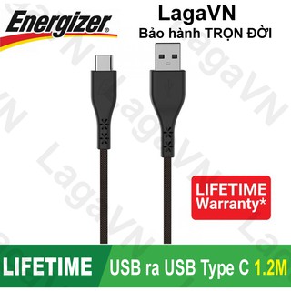 Cáp sạc USB Type-C Energizer siêu bền 1.2m - LIFETIME WARRANTY - C41C2AGBKM
