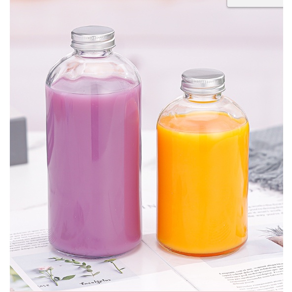 Chai Thủy Tinh Tròn Nắp Nhôm 350ml | 500ml , Tùy Chọn Dung Tích