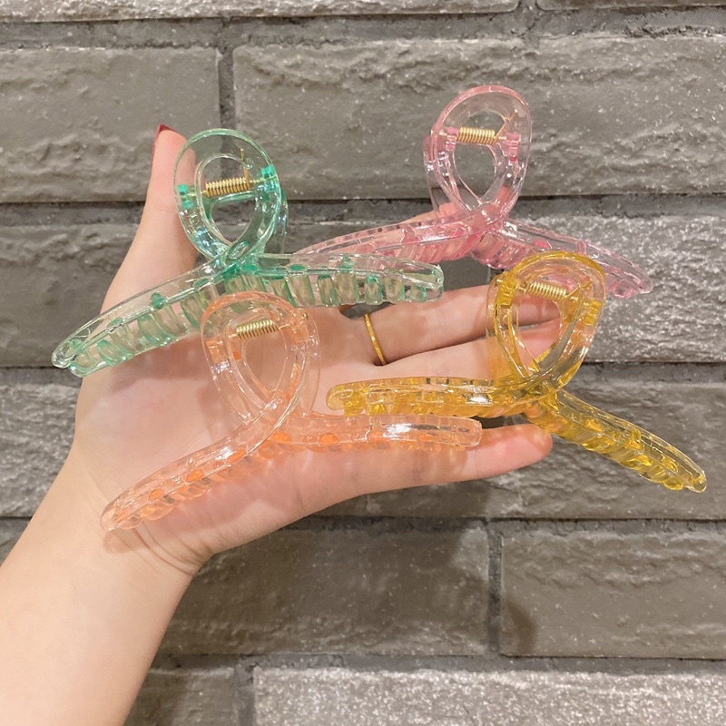 KCC01 Kẹp gắp tóc kẹp càng cua nữ nhựa bóng trong cào cua