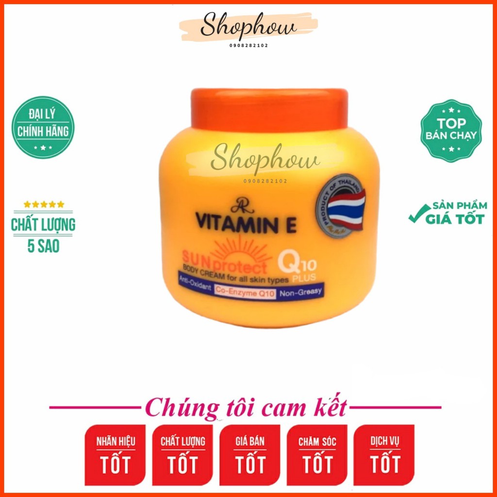 Kem Vitamin E Aron Q10 dưỡng ẩm chống nắng 200ml Thái Lan