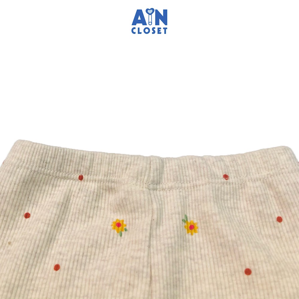 Quần Legging dài bé gái họa tiết Cúc xám thun gân - AICDBGIDWNMG - AIN Closet
