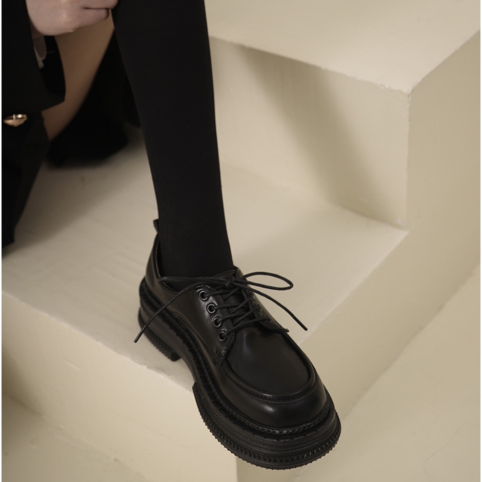 - Giày Oxford Nữ da cao cấp Cổ Thấp Đế Dày Tăng Chiều Cao Phong Cách Hàn Quốc N3
