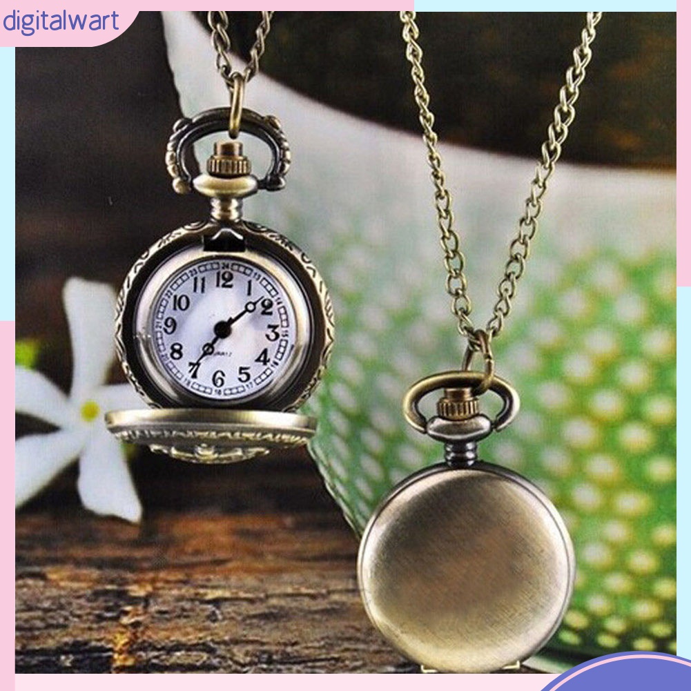 Vòng cổ Mặt Đồng Hồ Thạch Anh Bỏ Túi Hình Vương Miện Rỗng Bằng Đồng Vintage Cho Nam Nữ