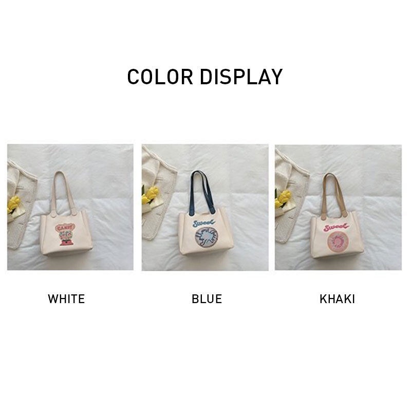 Túi xách YADOU da pu cỡ lớn thêu họa tiết đơn giản phong cách Nhật Bản cho nữ