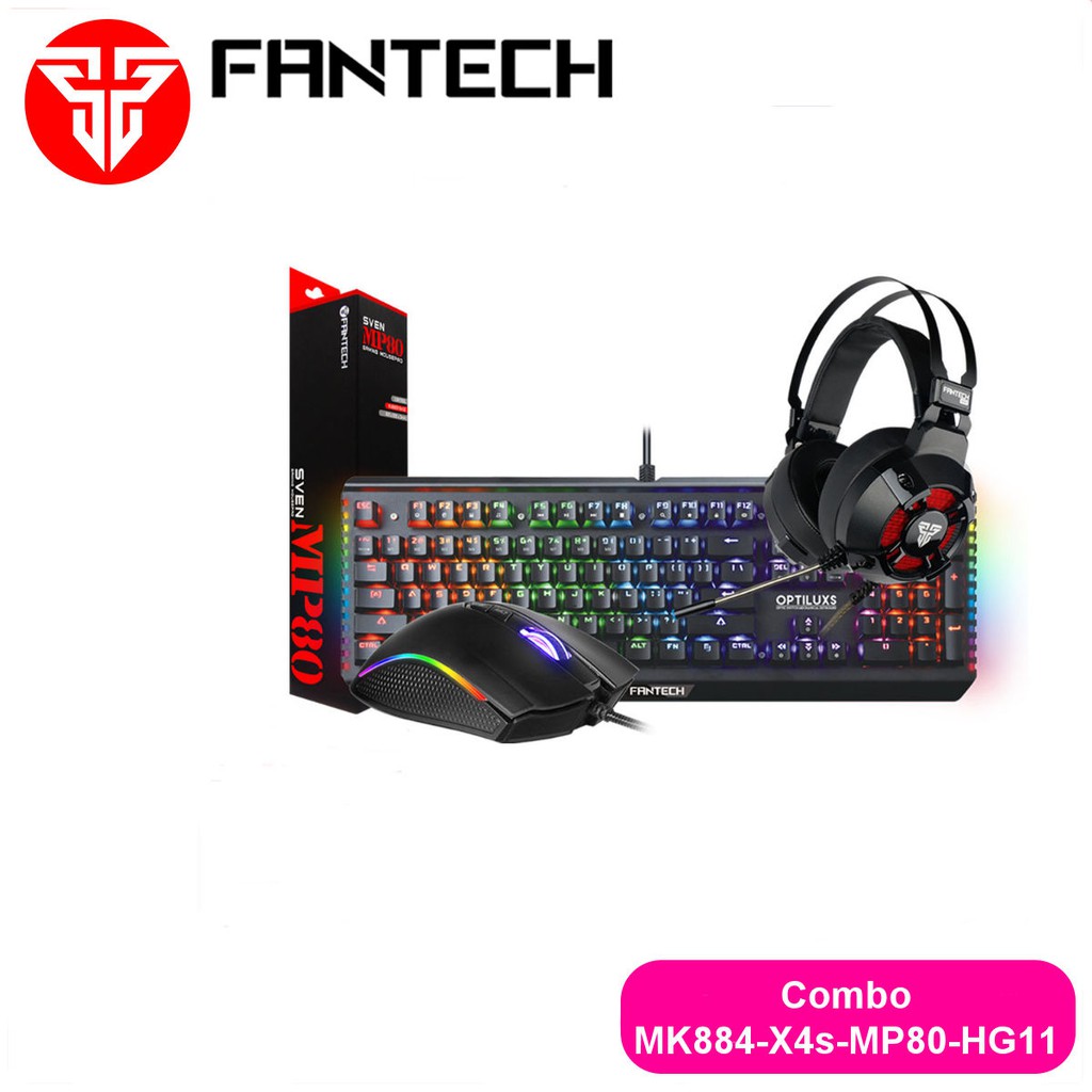 Combo FANTECH All RGB Gaming Phím cơ MK884 + Chuột X4s + Lót Chuột MP80 + Tai nghe HG11 - CBO MK884 X4s MP80 HG11
