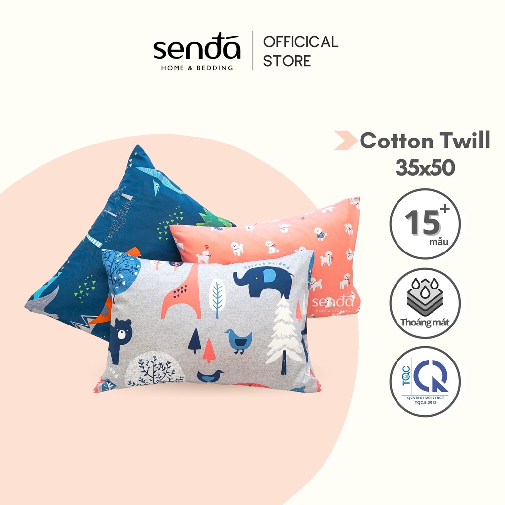 Vỏ gối cho bé Cotton Twill 35x50 cm Sen Đá Home Bedding cao cấp, bao áo gối trẻ em cho bé trai, gái 3, 4, 5, 6 tuổi