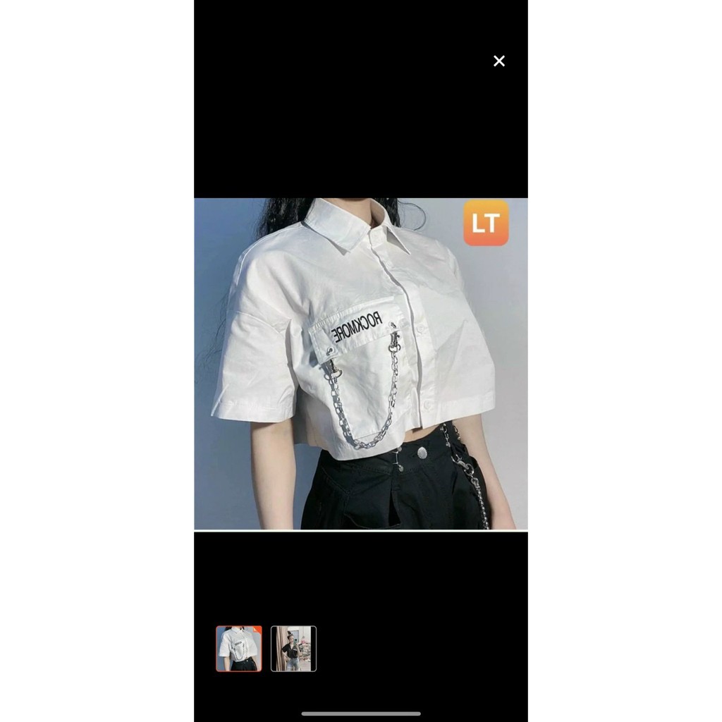 Áo sơ mi dây xích y hình có 2 màu trắng đen
