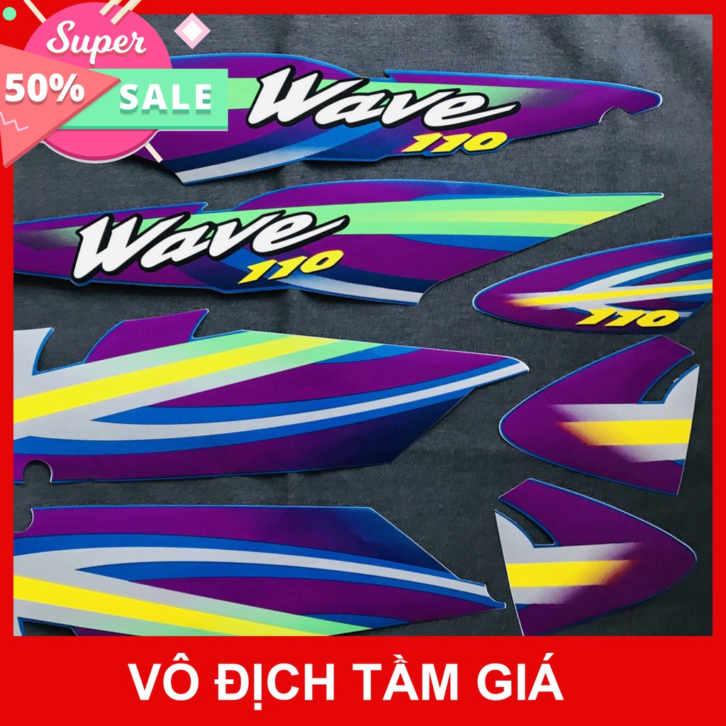[GIÁ GỐC] NGUYÊN BỘ TEM THÁI 3 LỚP DÁN XE MÁY WAVE THÁI, WAVE 110 XƯƠNG CÁ (MÀU XANH TÍM)
