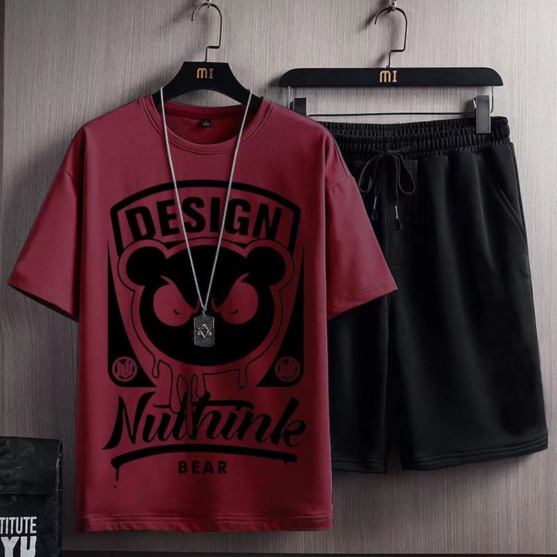 Bộ Đồ Thể Thao Áo Thun Tay Ngắn Phối Quần Short Dáng Rộng Cỡ Lớn M-8XL Thời Trang Mùa Hè Cho Nam