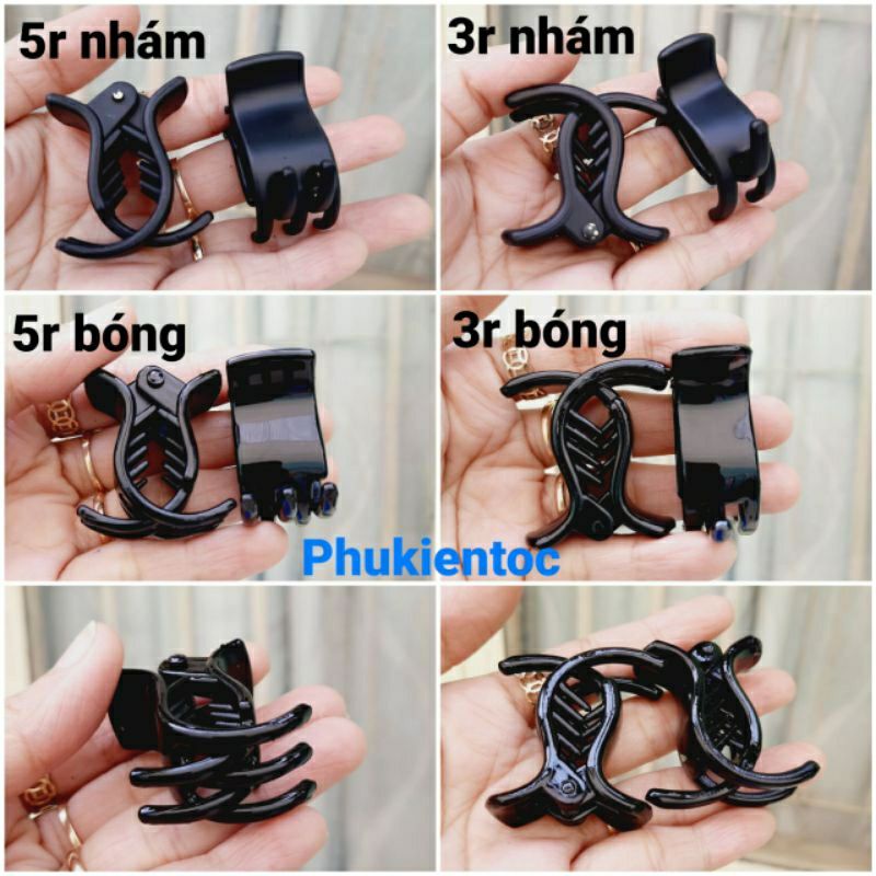 Kẹp tóc nhí 3 răng/5 răng đen bóng/đen nhám