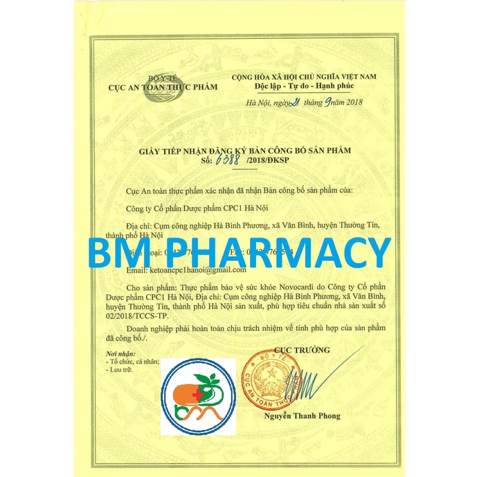 Viên uống bổ tim NOVOCARDI, giảm nguy cơ xơ vữa động mạch, bảo vệ sức khỏe tim mạch, giảm đau thắt ngực, hồi hộp,khó thở