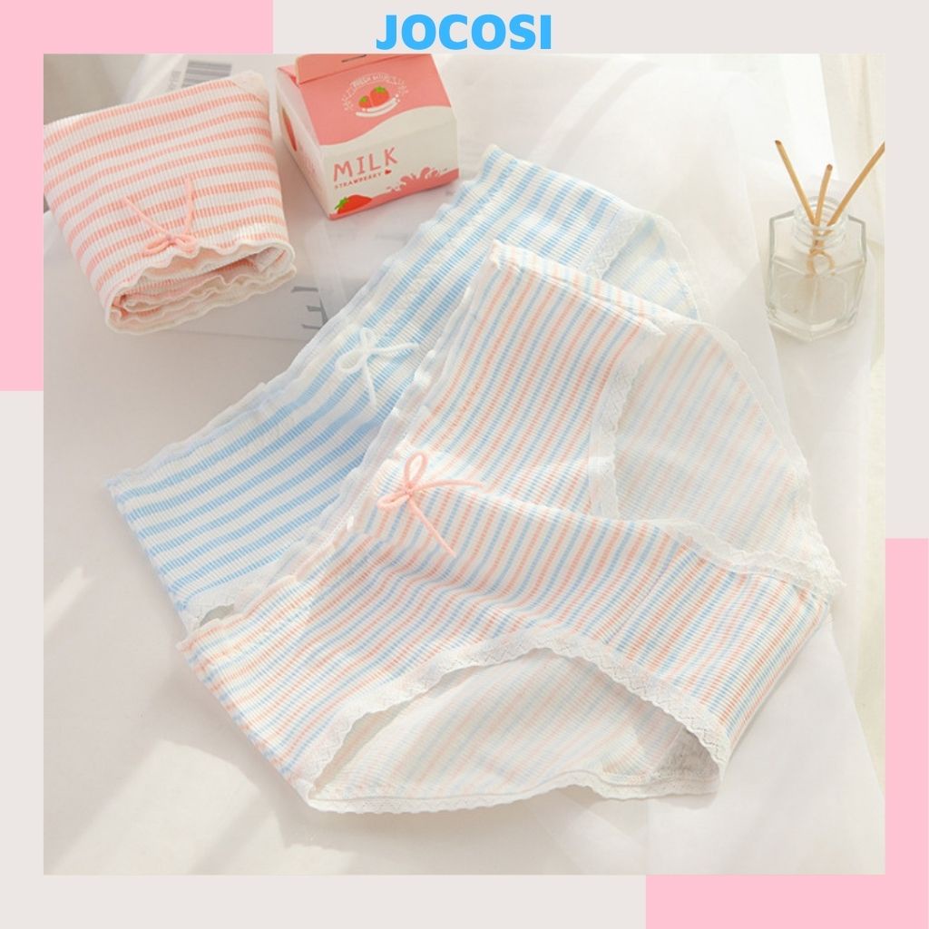 Quần lót nữ cotton ren viền cao cấp tôn dáng gợi cảm, Quần chíp nữ kháng khuẩn khử mùi đính nơ quyến rũ JOCOSI L123