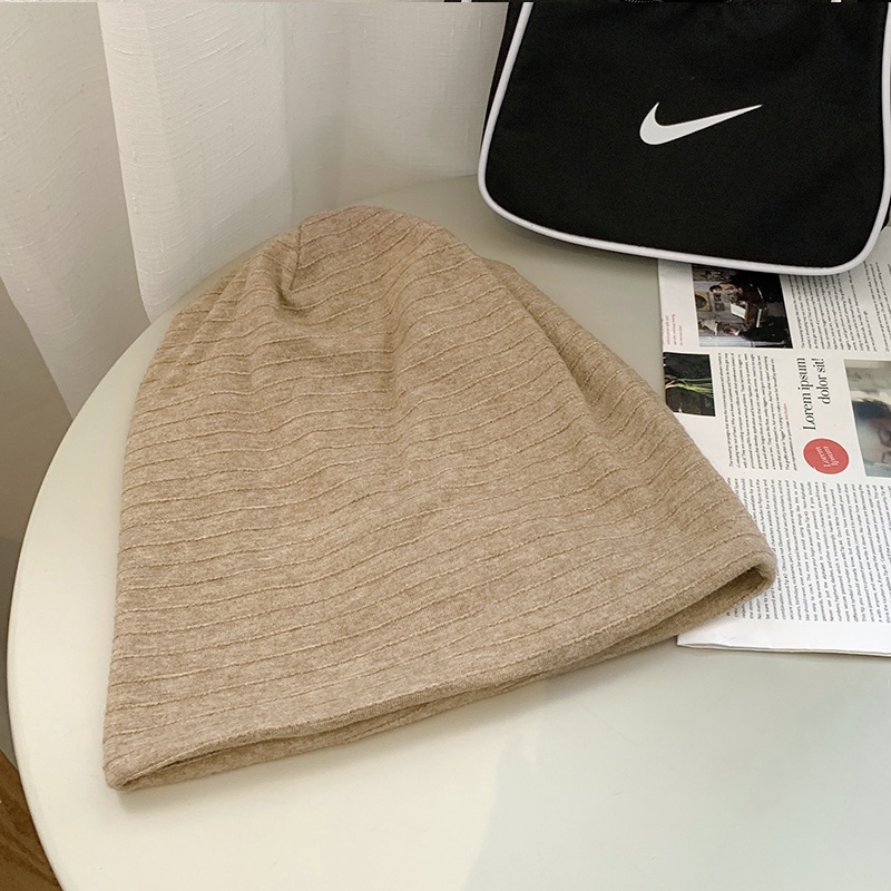 Mũ beanie trùm đầu bằng vải len dệt kim thời trang thu đông dành cho nữ