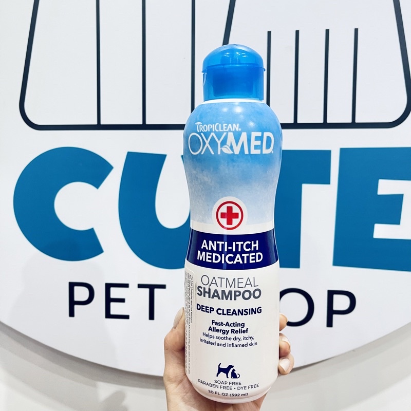 SỮA TẮM ĐẶC TRỊ NẤM DA VIÊM DA NGỨA DA CHO CHÓ MÈO TROPICLEAN OXYMED -TropiClean OxyMed