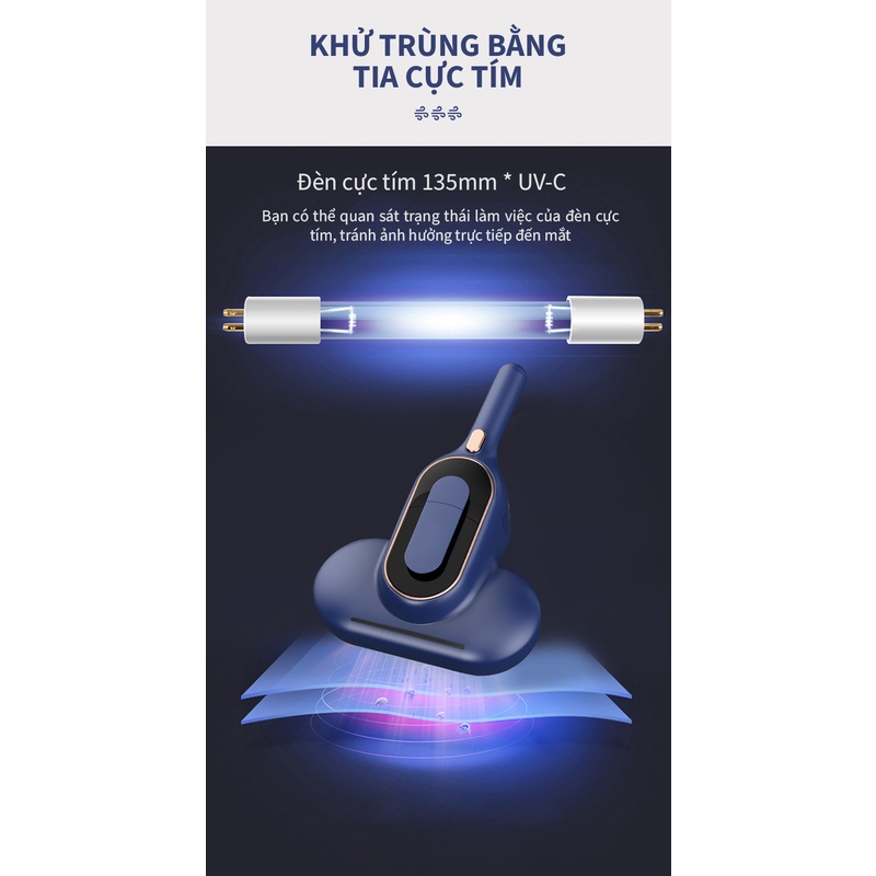 Máy hút bụi giường nệm cầm tay mini Việt Star Quốc Tế TS-HC01 công suất mạnh mẽ - Hàng chính hãng - Bảo hành 12 tháng