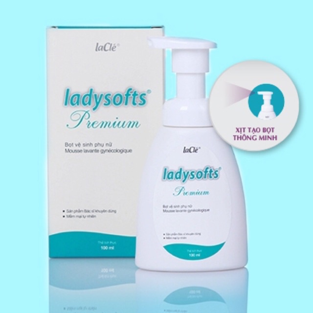 Combo 2 chai Bọt rửa phụ khoa cao cấp Ladysoft Premium Xanh 250ml