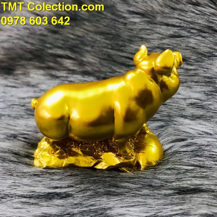 Tượng Con Heo Vàng, trang trí bàn sách, bàn làm việc -TMT Collection - SP005240