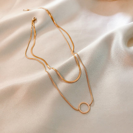 Vòng cổ hai lớp bằng kim loại mạ vàng 18K cho nữ