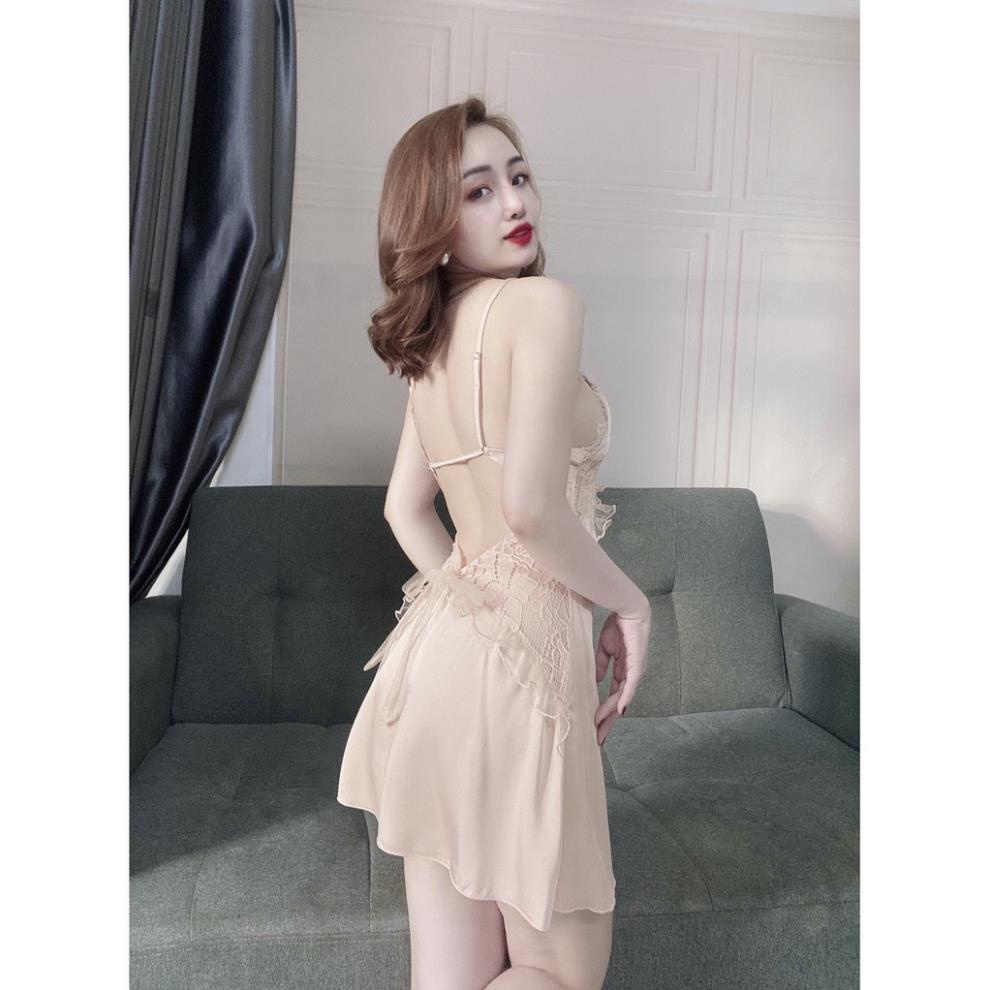 Váy Ngủ Sexy, Đầm Ngủ 2 Dây, Có Tăng Đơ, Phối Ren Chất Lụa Satin Phối Ren ( Kèm Quần ), Hàng May Kỹ Form Chuẩn Size Dưới | BigBuy360 - bigbuy360.vn