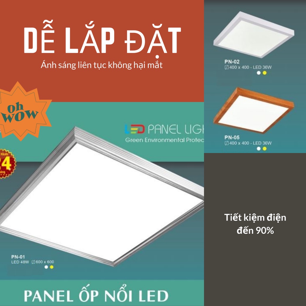 Đèn Led Panel Dowlight Vuông Ốp Nổi 400x400 & 600x600 HUFA