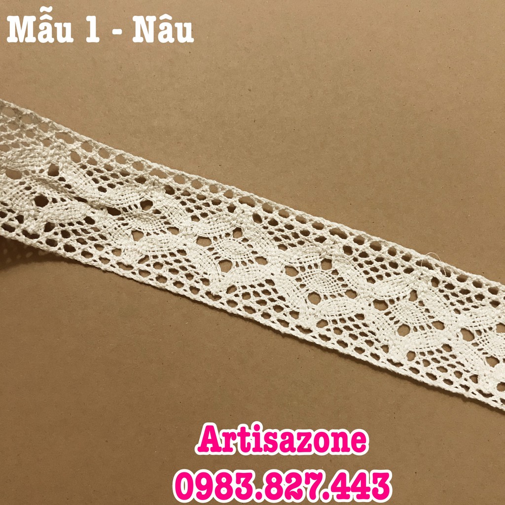 Ruy băng ren cotton size lớn - Bản rộng từ 3,5cm - 5cm, dài 02 mét (tùy mẫu) - Đọc kỹ mô tả sản phẩm