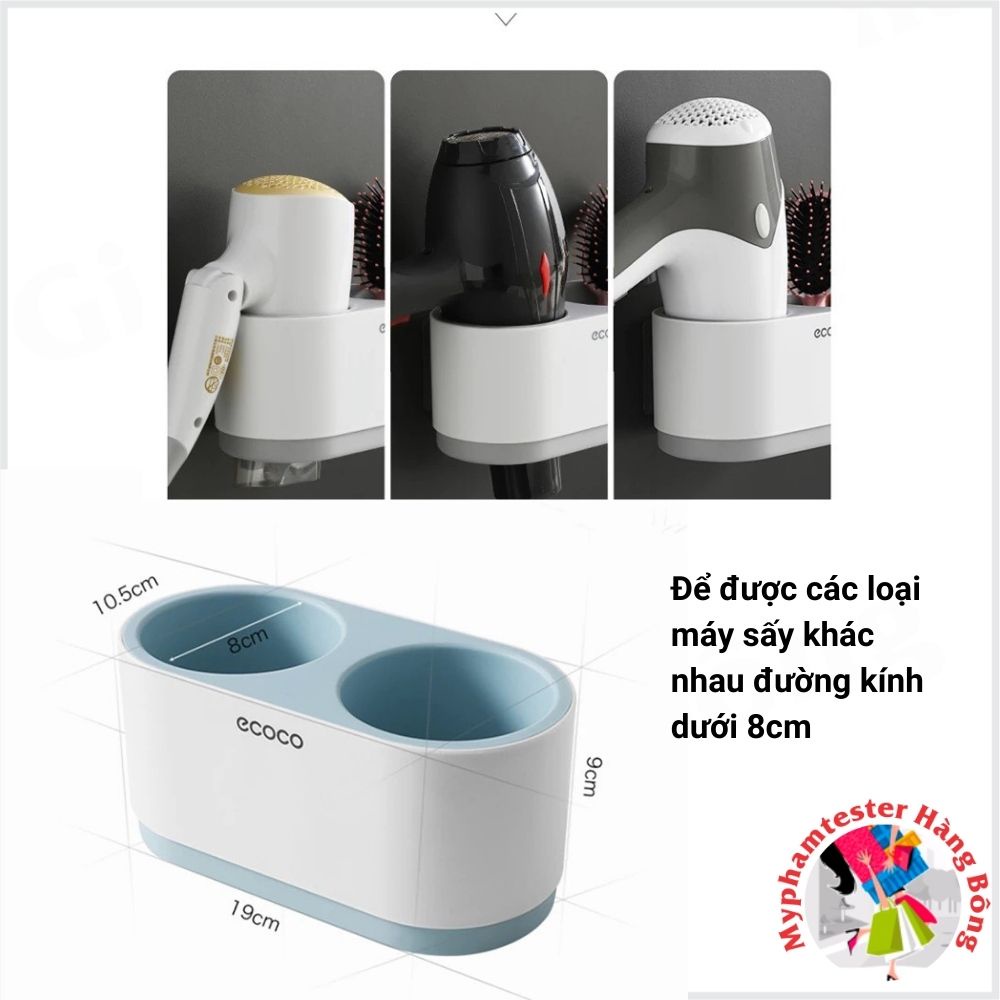 Giá cài máy sấy, giá để đồ nhà tắm dán tường siêu chắc Ecoco mã 1811