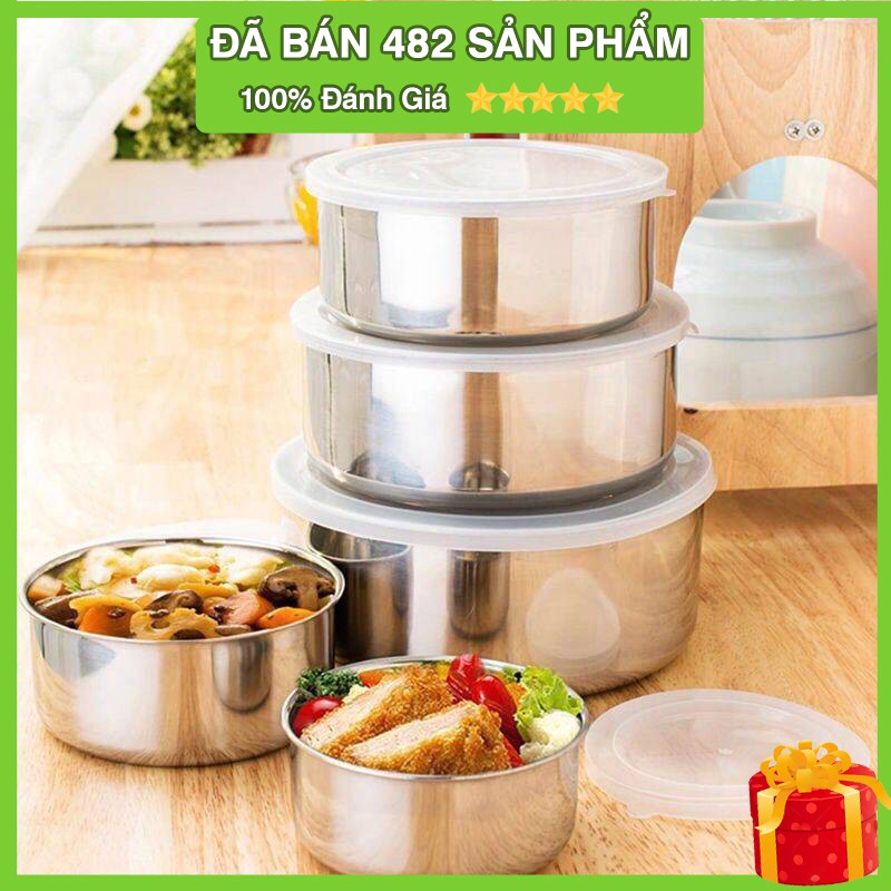 Bộ 5 bát inox đựng thực phẩm đủ kích thước siêu bền -GD106