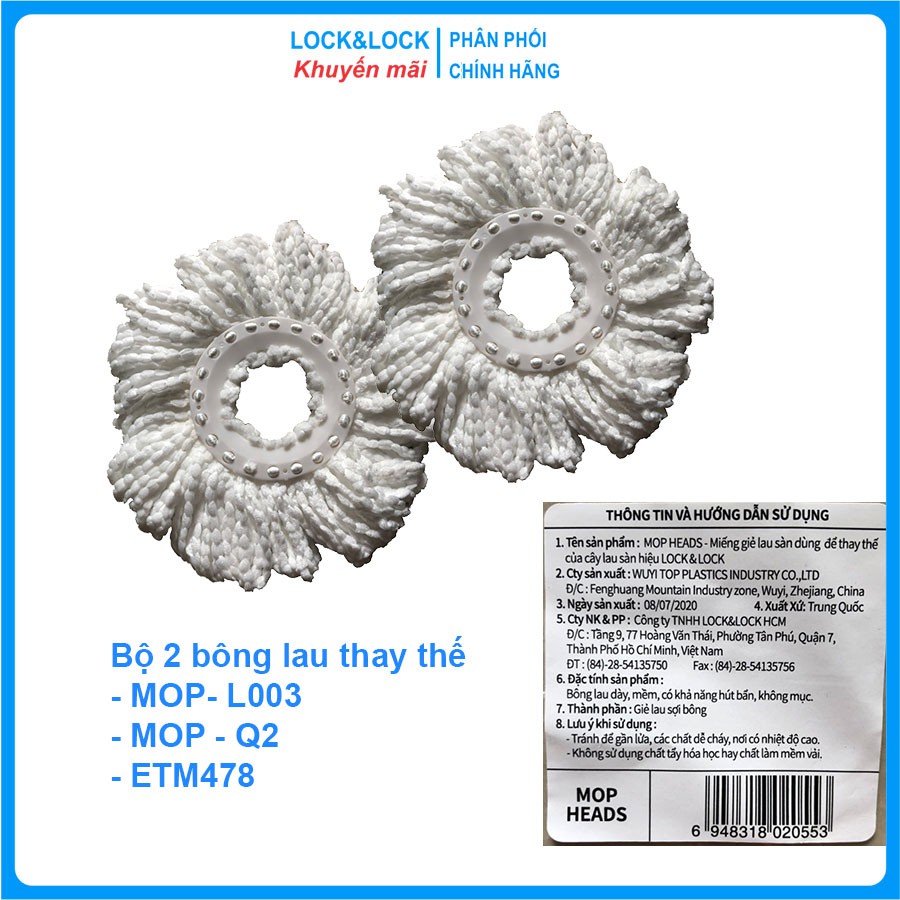 BỘ 2 BÔNG LAU 360 ĐỘ LOCK&LOCK - MOP HEADS