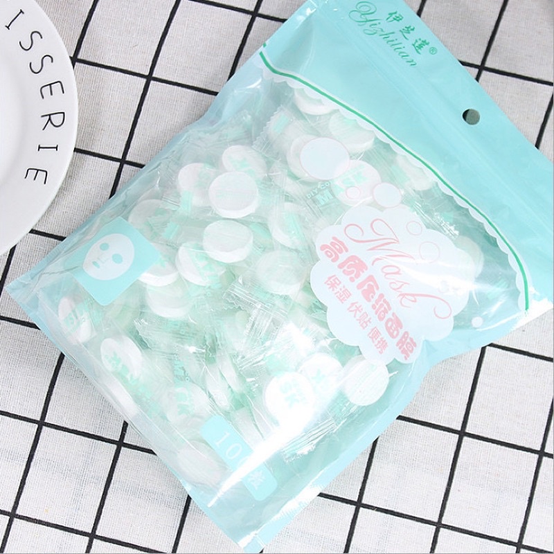 Set 10 Mặt Nạ Nén Chăm Sóc, Giữ Ẩm Da, Tiện Dụng Mang Đi Chơi, Du Lịch