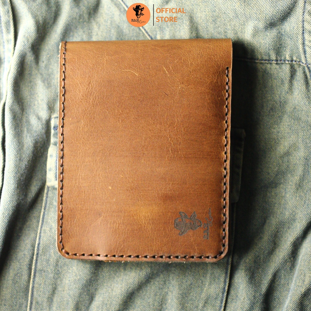Ví nam dáng ngang da bò màu nâu sáng - RAM Leather