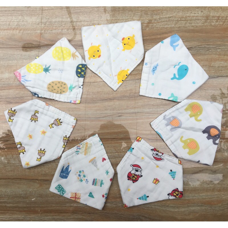 Nini_kids: khăn quàng cổ tam giác 8 lớp xô, khăn quàng cổ cotton, khăn cho bé