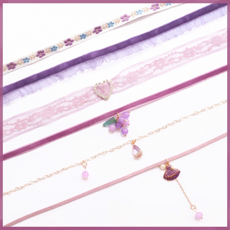 Vòng Cổ Choker Màu Tím Thời Trang Xuân Hè Xinh Xắn Cho Nữ