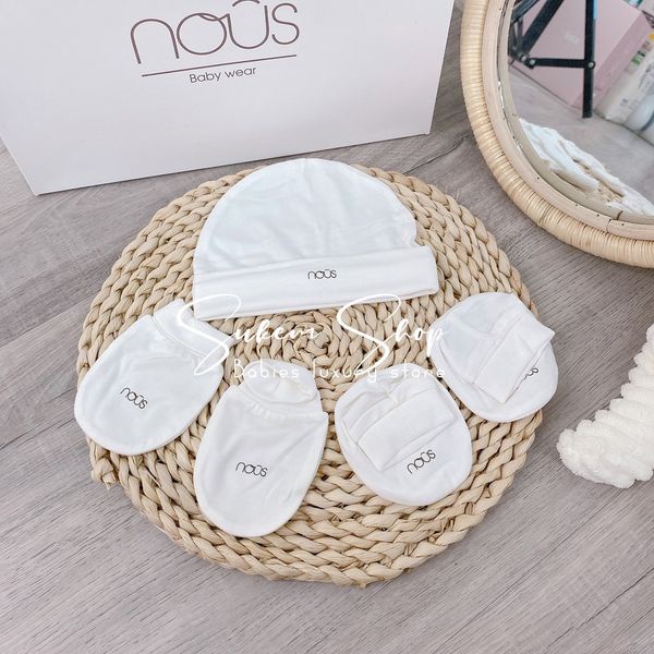 NOUS Set Món Phụ Kiện Mũ, Bao Tay, Bao Chân, Yếm Cho Bé Sơ Sinh