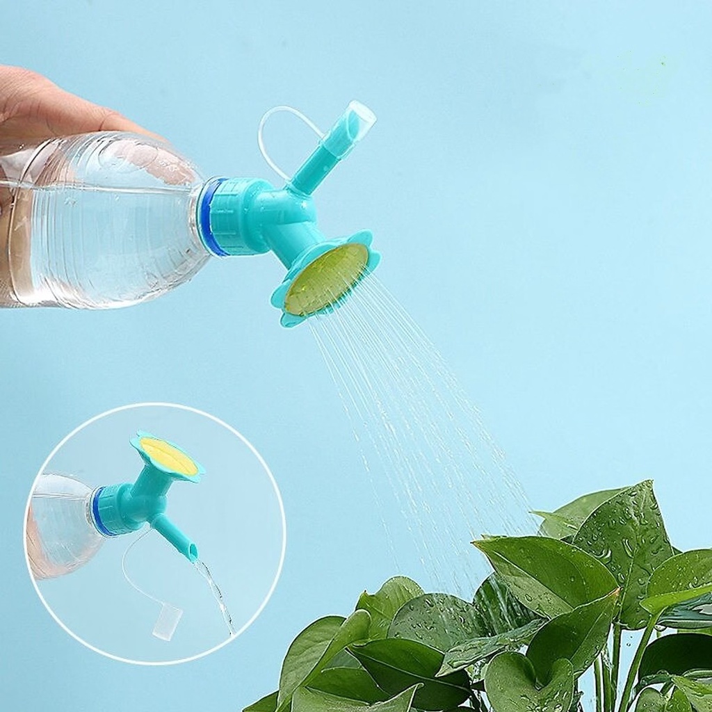 Đầu vòi tưới cây 2 đầu kết hợp với chai pet có nắp đậy