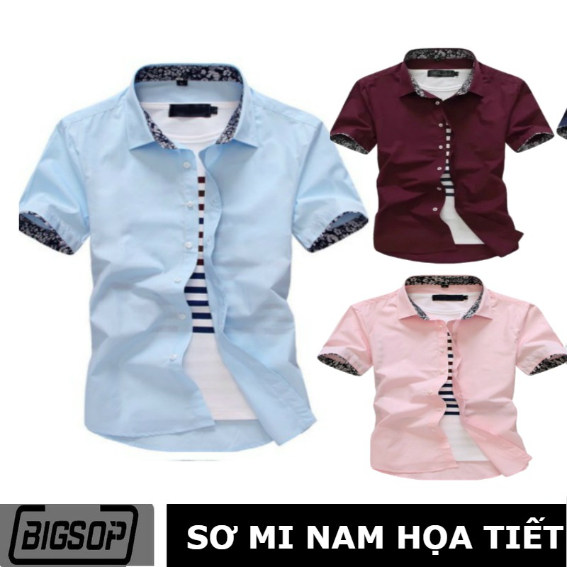 [Flash sale] BST Áo sơ mi Nam BIGSOP ngắn tay cổ hoa kiểu dáng hàn quốc 6 mẫu