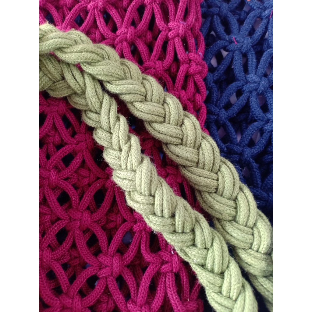 Túi lưới cá đi biển Macrame size L -  Kích thước: 38*40cm * Chiều cao tay cầm: 23cm