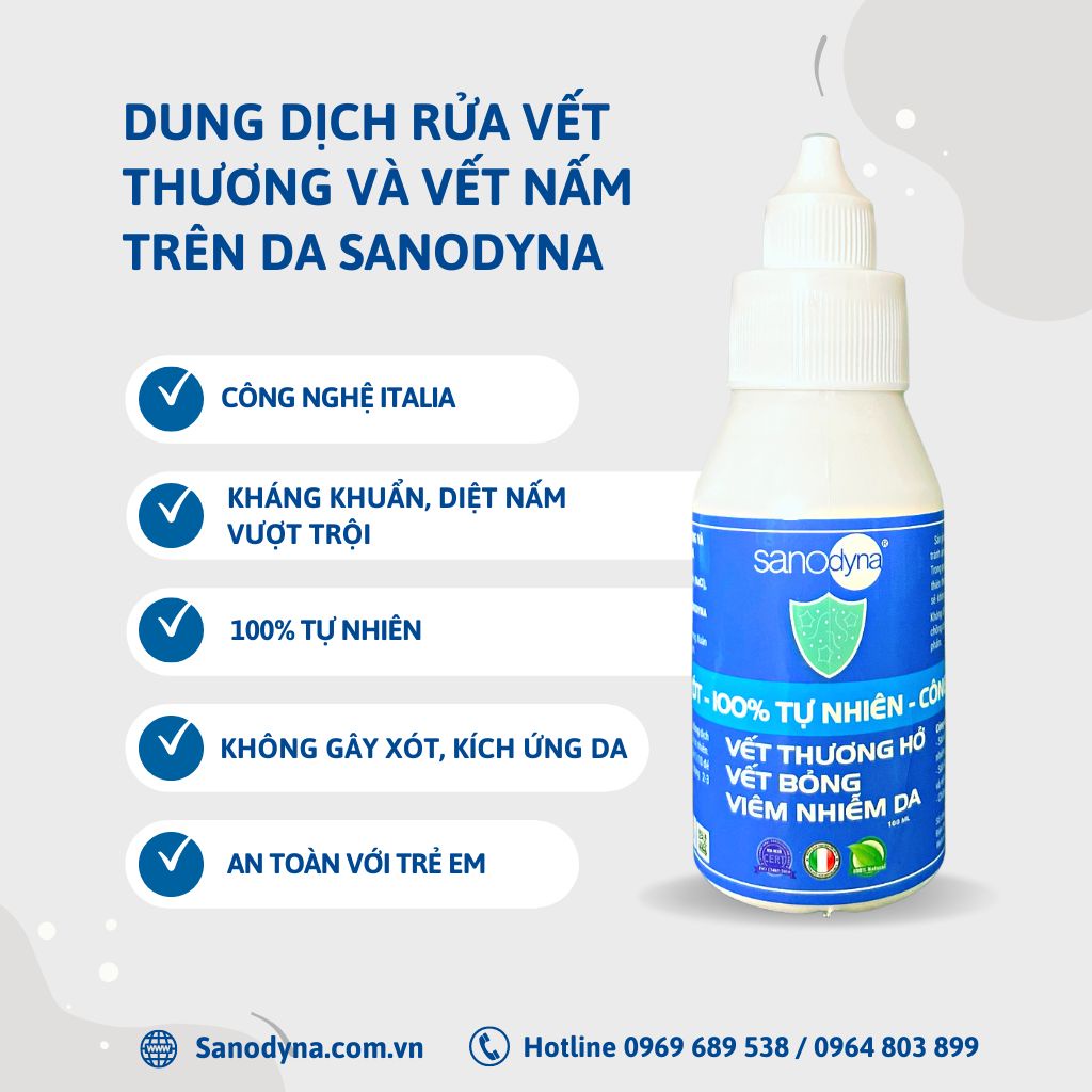 DUNG DỊCH KHỬ TRÙNG VẾT THƯƠNG VÀ VẾT NẤM TRÊN DA SANODYNA   VT100