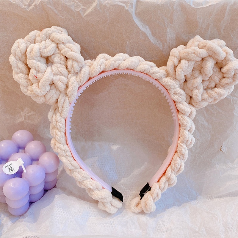 Băng Đô Tai Thỏ Đan Len Họa Tiết Hoạt Hình Dễ Thương