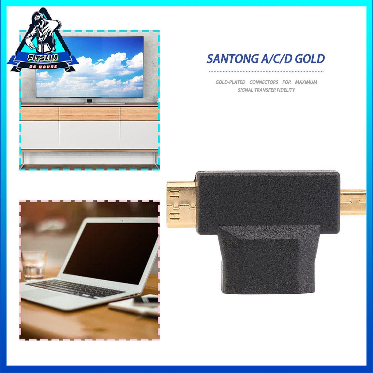 HDMI đen Loại A Nữ sang Nam Mini HDMI Loại C + Bộ chuyển đổi Micro HDMI Nam