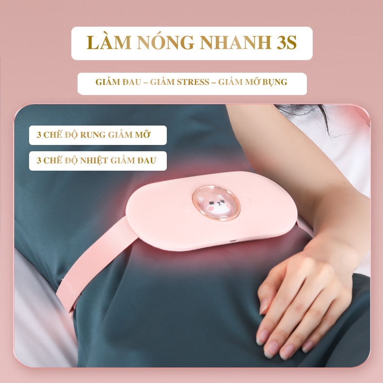 Đai massage giảm mỡ bụng giảm cân máy mát xa chườm nóng đau bụng kinh không dây sạc pin