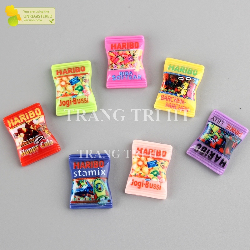 Mô hình gói kẹo dẻo HARIBO phụ kiện trang trí handmade cột tóc ốp đt nhà búp bê