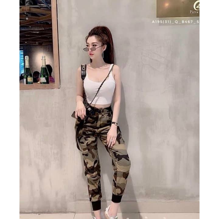 Quần jogger bo ống phối màu loang cực hot , chất kaki dày dặn