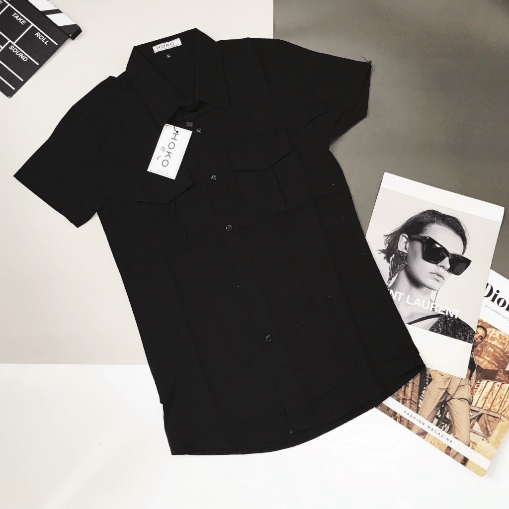 Áo sơ mi nam tay ngắn vải Đũi Thái cao cấp phối túi sang trọng lịch lãm [NEW UNISEX]