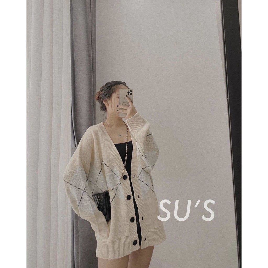 [Ảnh thật] Áo cadigan len mịn họa tiết quả trám ulzzang