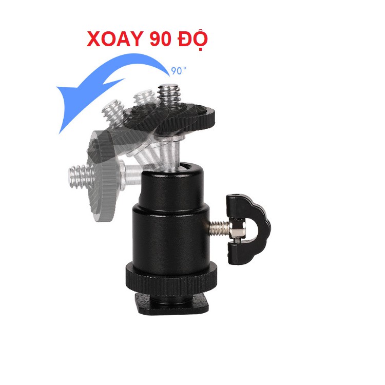 Khớp xoay gắn đèn flash máy ảnh , gắn điện thoại hoặc máy ảnh vào tripod xoay 360 độ