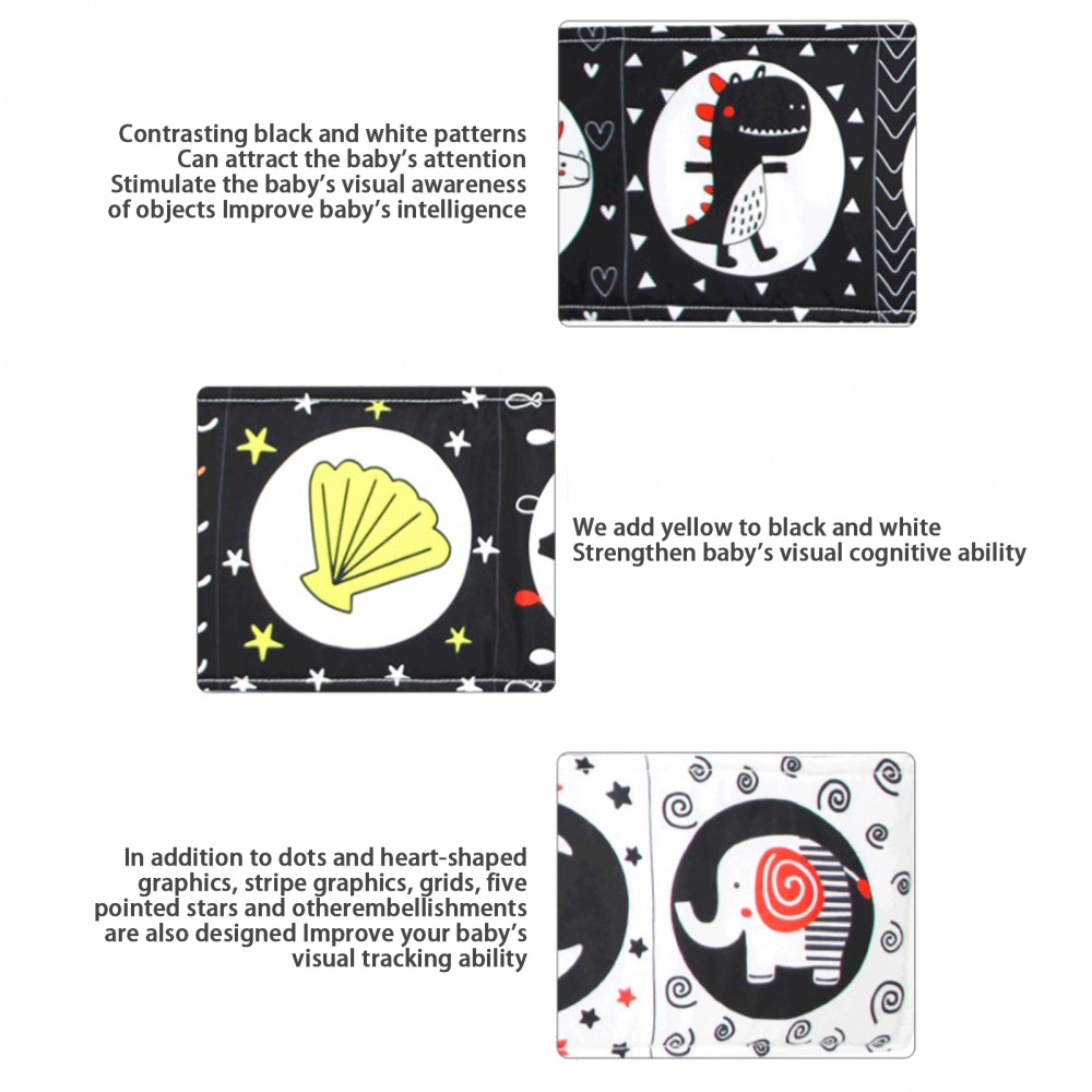 Sách Vải Không Độc Hại Màu Trắng Đen Hình Động Vật Dành Cho Bé