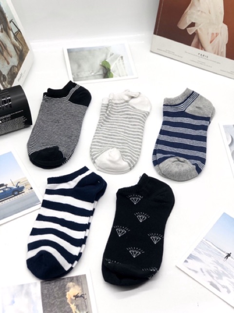 SET 5 ĐÔI VỚ NAM DỆT KIM LEN MỎNG CO GIÃN 4 CHIỀU CHÍNH HÃNG H&M SIZE 28-29 NHIỀU MÀU CỔ NGẮN GIAO MẪU NGẪU NHIÊN