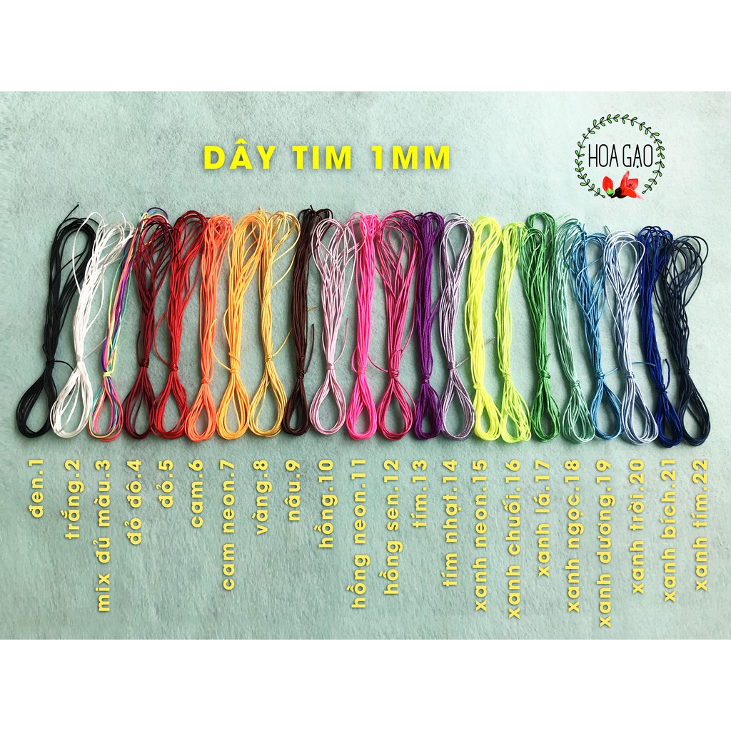 Dây tim nhỏ 1mm dây treo nôi tép 5m GTN5 thắt vòng tay, làm handmade