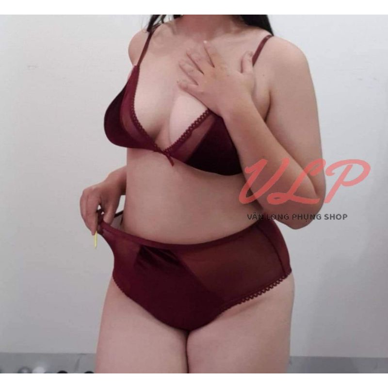 [BIGSIZE_80KG]_NY11_Set nội y nhung đỏ mềm mịn bigsize